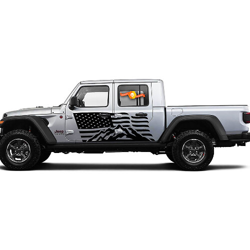 2 Side Jeep Gladiator USA Flag Mountain Door Side Decalcomanie in vinile Adesivo grafico
