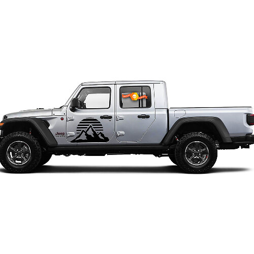 2 Side Jeep Gladiator Mountain Moon Sun Sunrise Door Side Decalcomanie in vinile Adesivo grafico
