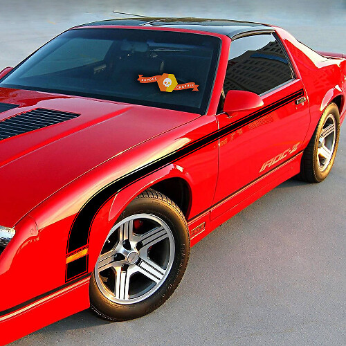 Adesivi in vinile a strisce laterali stile bastone da hockey per Chevy Camaro 1982-1992