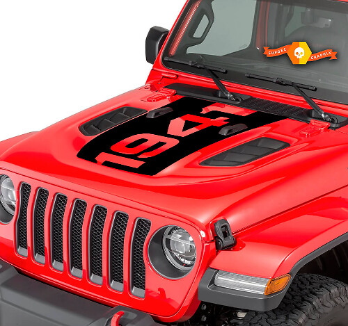 Adesivo in vinile nero opaco 1941 per cofano Jeep Wrangler JL/JT Rubicon