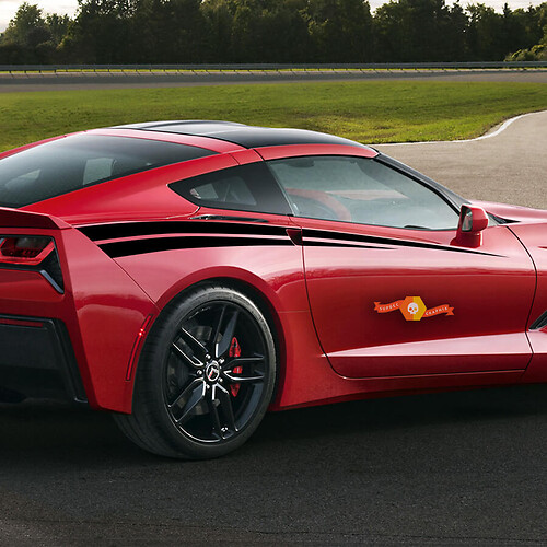 Decalcomanie per adesivi posteriori per carrozzeria Chevrolet Corvette C7 Rally Racing doppie strisce laterali
