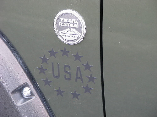 2 Logo Jeep USA Stars Army CJ TJ YJ JK XJ Decalcomania in vinile