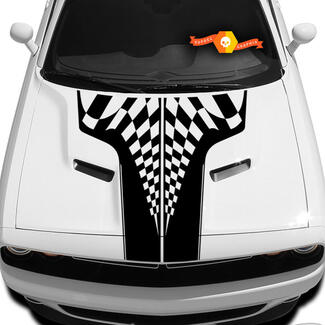 Dodge Challenger Race Checkered Hood T Decal Sticker La grafica del cappuccio si adatta ai modelli 09 - 14
