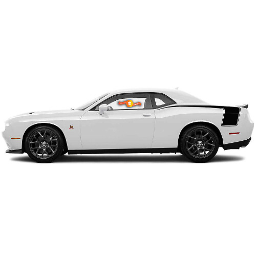 Coppia di adesivi a striscia laterale posteriore a forma di bastone da hockey per Dodge Challenger 2015-2018