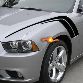 2 Per il 2011-2014 Dodge Charger Hood Fender Hash Marks Side Fender Stripes Decalcomanie
