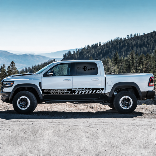 custom TXT Slotted Door Stripe Pair Portiera Adesivo in vinile per RAM 1500 Rebel, TRX 2021-2026