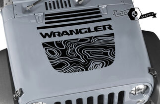Kit grafico Jeep Wrangler Decalcomania avvolgente in vinile Blackout Contour Map Hood Split Strobe style Decal
