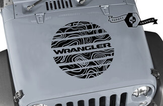 Kit grafico Jeep Wrangler Decalcomania avvolgente in vinile Blackout Contour Map Hood Сircle Strobe style Decal
