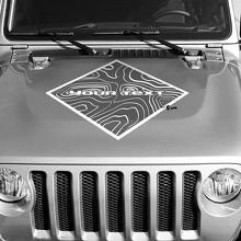 Adesivo in Vinile per Cappuccio con Mappa Contorno Nero Stile Quadrato Grafica 2 Colori per Jeep Wrangler 3