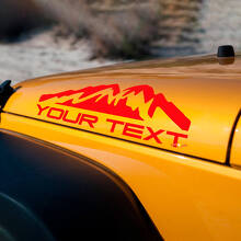 Set di Adesivi in Vinile con Testo Personalizzato Montagne per Cofano Jeep Wrangler_2
