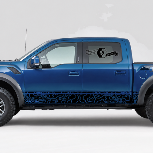 TESTO Coppia di Strisce Rocker Topografiche Adesivo in Vinile per Battitacco Ford F-150