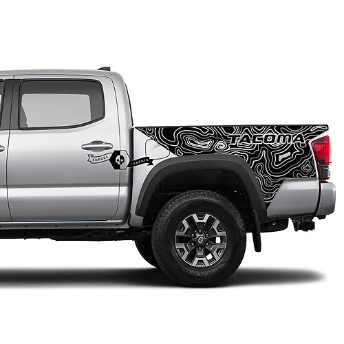 2x mappa topografica per adesivi in vinile da letto per la mappa topografica Toyota Tacoma