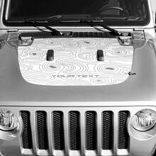 Adesivo in Vinile per Cofano Mappa Topografica Nera Personalizzato con Testo per Jeep Wrangler 2