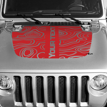 Adesivo in Vinile per Cofano Mappa Topografica Nera Testo Personalizzato Centrale per Jeep Wrangler 3