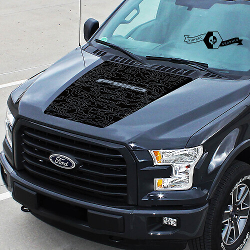 Adesivo in Vinile per Cofano Mappa Topografica per Musclecar F-150