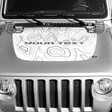 Adesivo in vinile con mappa topografica a linee di contorno nero per cofano Testo personalizzato per Jeep Gladiator 2