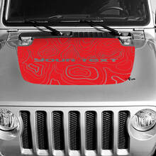 Adesivo in vinile con mappa topografica a linee di contorno nero per cofano Testo personalizzato per Jeep Gladiator 3