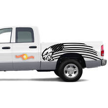 Adesivo Vinile Laterale Stile Hellcat con Bandiera USA per Dodge Ram 1500_2