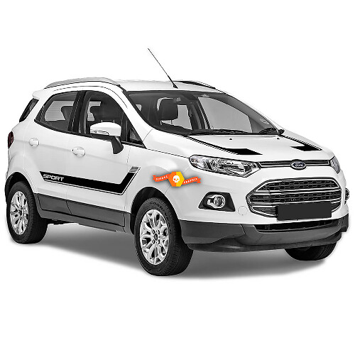 Kit Adesivi in Vinile con Strisce Curve Laterali e Sul Cofano per Musclecar EcoSport 2013-2020