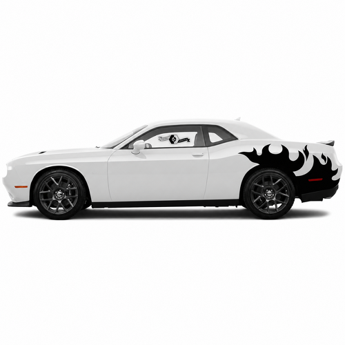 Flame Sweep Pair Fiancata Parafango posteriore Adesivo in vinile per Dodge Challenger Hellcat