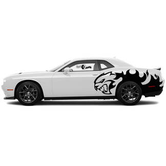 Coppia decalcomanie Hellcat per adesivi per decalcomanie in vinile laterali Dodge Challenger Splash Flames

