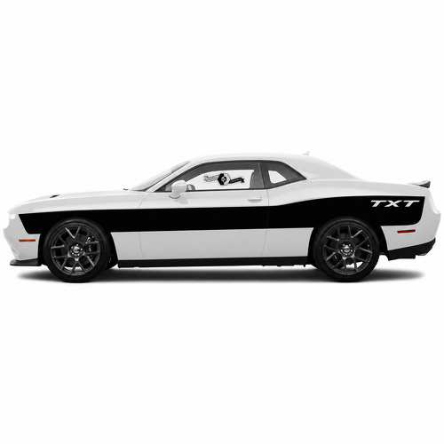 TXT Long Billboard Stripe Pair Fiancata Parafango posteriore Adesivo in vinile per Dodge Challenger SRT, Hellcat
