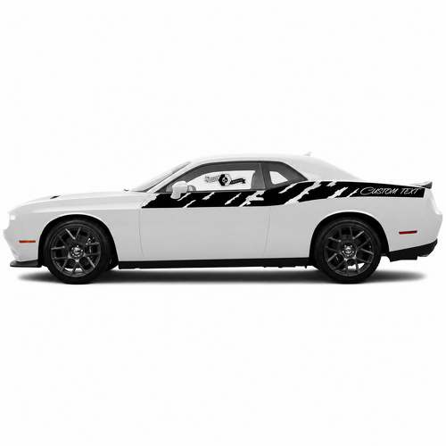 TESTO PERSONALIZZATO Coppia Strisce Torn Side Adesivo Vinile per Dodge Challenger