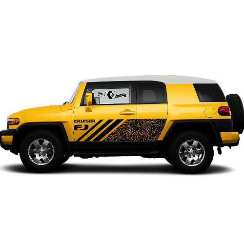 Adesivo Vinilico per Porta Laterale Stile Mappa Topografica per Toyota FJ Cruiser
