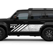 Adesivo Vinilico per Porta Laterale Stile Mappa Topografica per Toyota FJ Cruiser_3