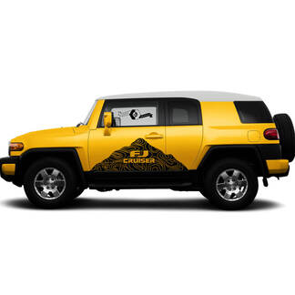 Coppia Toyota FJ Cruiser Side Doors Montagne Contour Map Stripe Decal Truck Wrap
