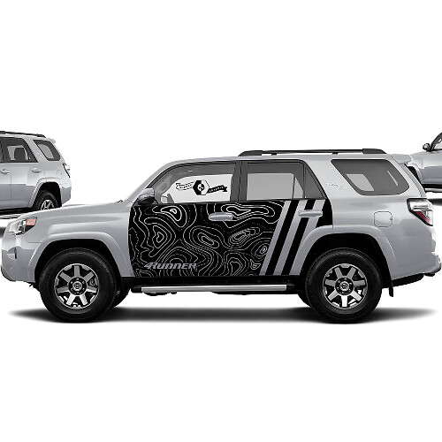 Adesivo per decalcomanie grafiche Toyota 4Runner TRD 4Runner Mappa di contorno Porta laterale Decalcomanie in vinile Adesivi Wrap Splash
