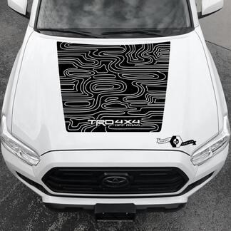 Cappuccio Tacoma fuoristrada TRD 4x4 NO! Scoop Blackout Topographic Map hood Toyota Vinyl Stickers Decal adatto a Tacoma 16-21
