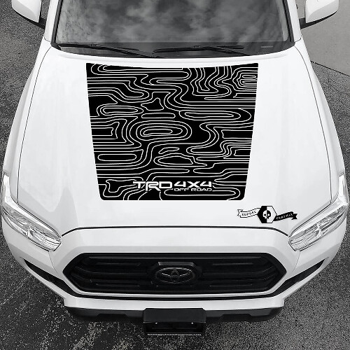 Adesivo in Vinile per Cofano Stile Topografico TRD Blackout per Toyota Tacoma 2016-2021