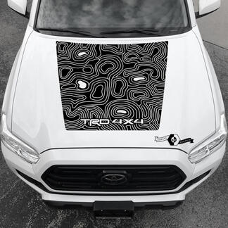 Cappuccio TRD 4x4 Tacoma NO! Scoop Blackout Topographic Map hood Toyota Vinyl Stickers Decal adatto a Tacoma 16-21
