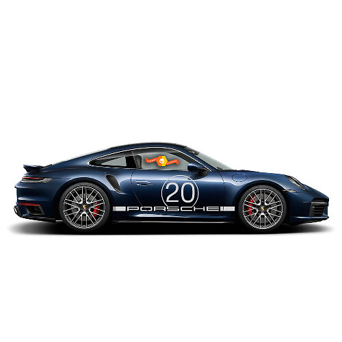 Strisce Laterali da Corsa con Decalcomanie in Vinile con Numero Porta per Porsche 911