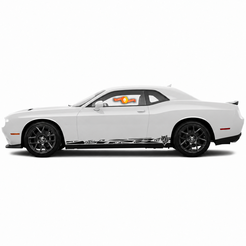 SRT Hellcat Style TXT CUSTOM Shattered Pair — Adesivo in vinile (sottoporta) per Dodge Challenger