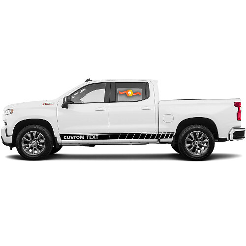 2 Chevrolet Silverado Vinyl Stripe Decal Sticker Kit di testo personalizzato per la grafica del pannello a bilanciere
