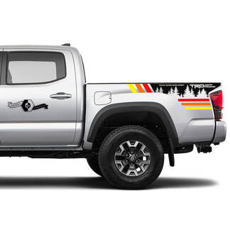 TRD 4x4 Off-Road Trees Colori vintage Adesivi sul lato del letto Adesivi in ​​vinile Decal adatti a Toyota Tacoma Tundra tutti gli anni
