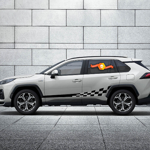 Adesivo Vinile Laterale a Strisce Stile Bandiera a Scacchi per Toyota RAV4 2019-2025