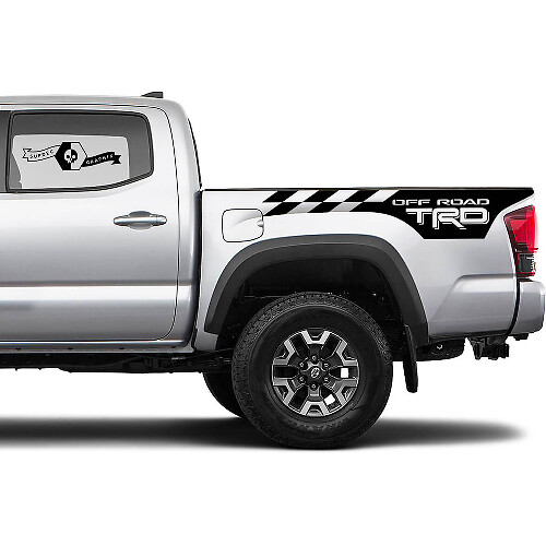 Adesivi in vinile con bandiera a scacchi in stile TRD per fiancate off-road Toyota Tacoma Tundra