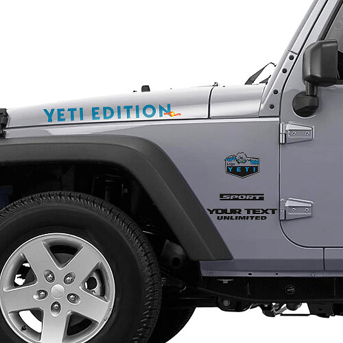 Kit adesivi vinilici cofano e lati Yeti Edition per Jeep Wrangler