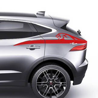 Adesivo decalcomania grafica con strisce del logo sul lato posteriore della Jaguar E-Pace
