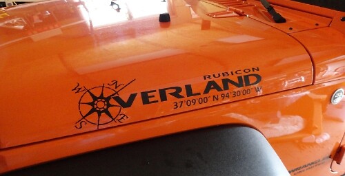 2 Adesivi Decalcomania per Cofano Jeep Overland Rubicon Mountain
