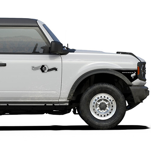 Coppia di nuovi adesivi in vinile retrò per parafango laterale alla moda per Ford Bronco a 2 porte
