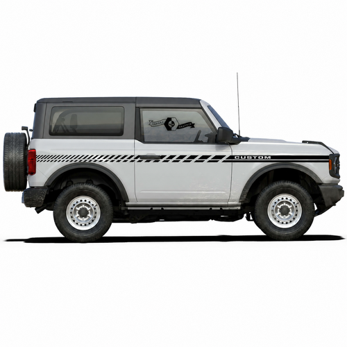 CUSTOM Progressive Hatch Stripe Pair 2 Door Laterale Adesivo in vinile per Ford Bronco