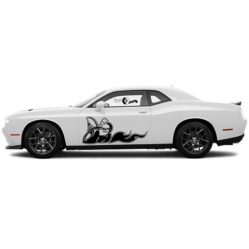 2 Side Dodge Challenger Scat Pack Pack Avvolgitore per la porta distrutta Сlassic Side Decalcomanici in vinile Autoadesivo grafico