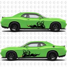 2 Side Dodge Challenger Scat Pack Pack Avvolgitore per la porta distrutta Сlassic Side Decalcomanici in vinile Autoadesivo grafico 2
