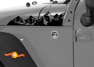 2 Jeep Wrangler Mountain Hood Sinistra Destra Sticker Decal#2