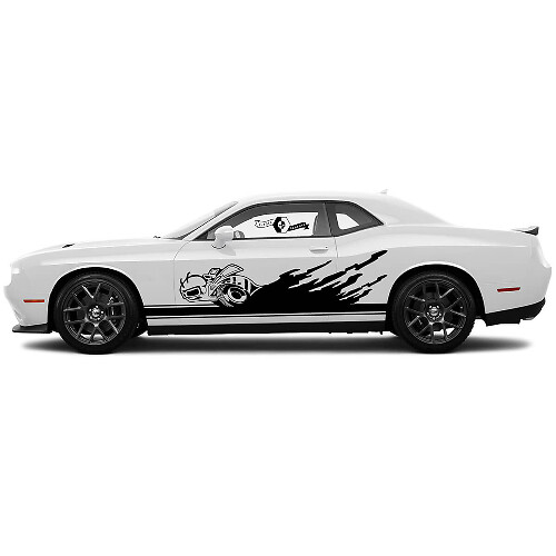 2 Adesivi in vinile laterali per pannelli laterali Dodge Challenger Super Bee Rocker Panel Сlassic Stripe Solid Side.
