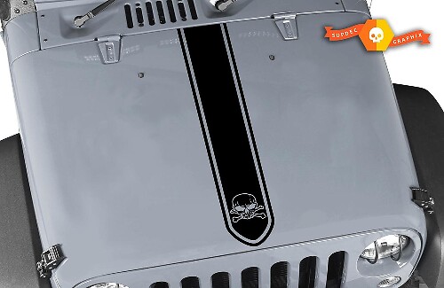 Adesivo per cofano Jeep Wrangler a strisce con teschio e ossa incrociate De